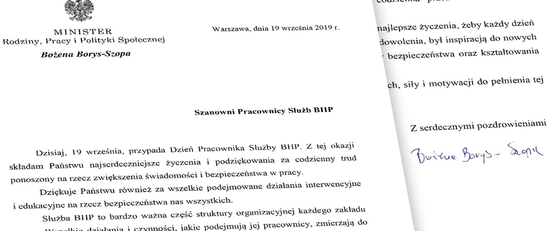 List minister Borys-Szopy