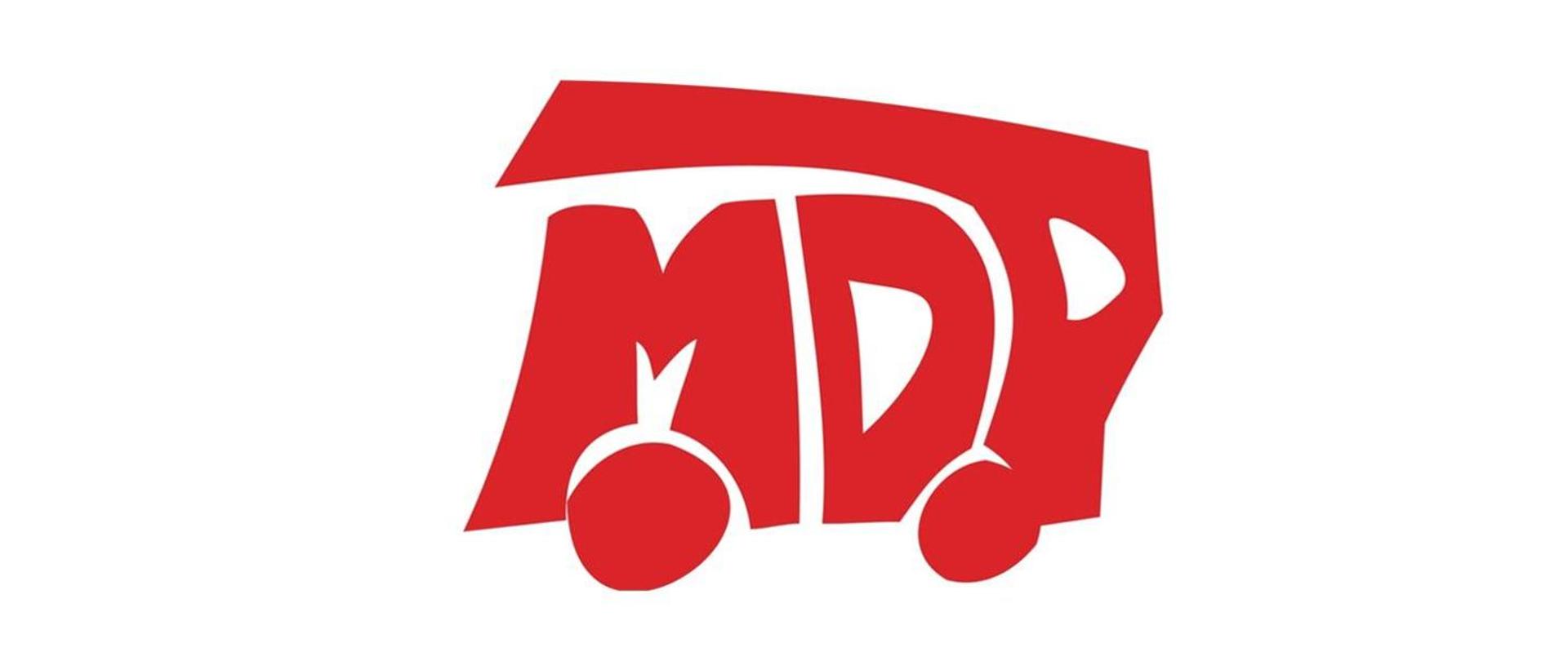 LOGO MDP - czerwony napis na białym tle