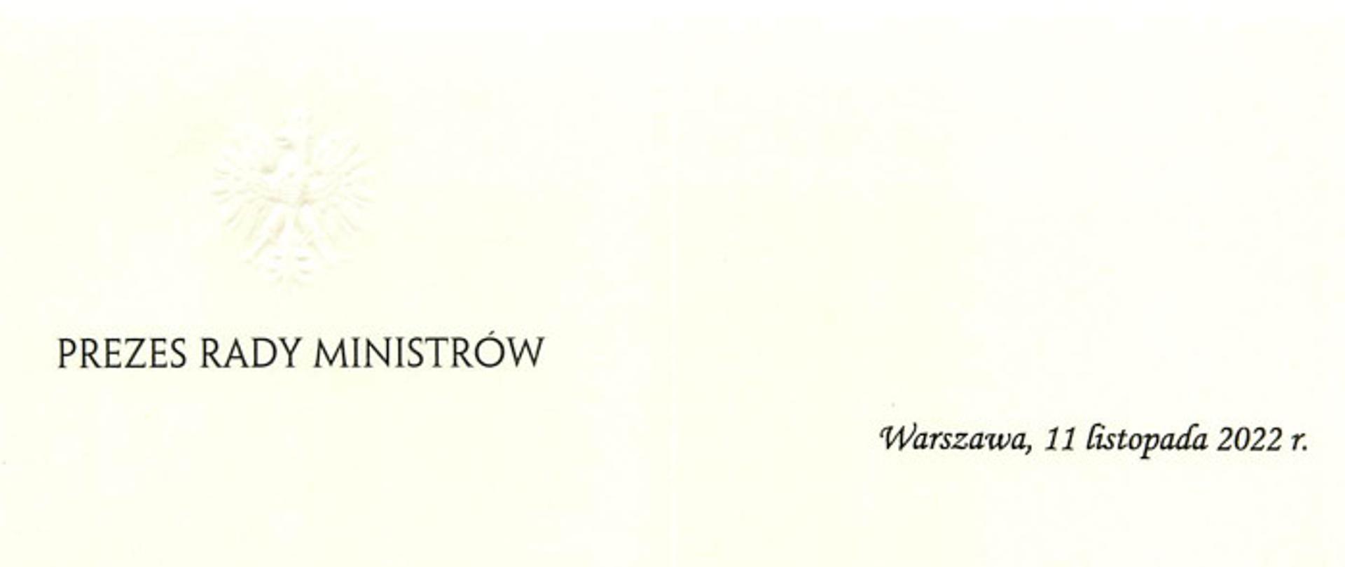 List z życzeniami od Prezesa Rady Ministrów