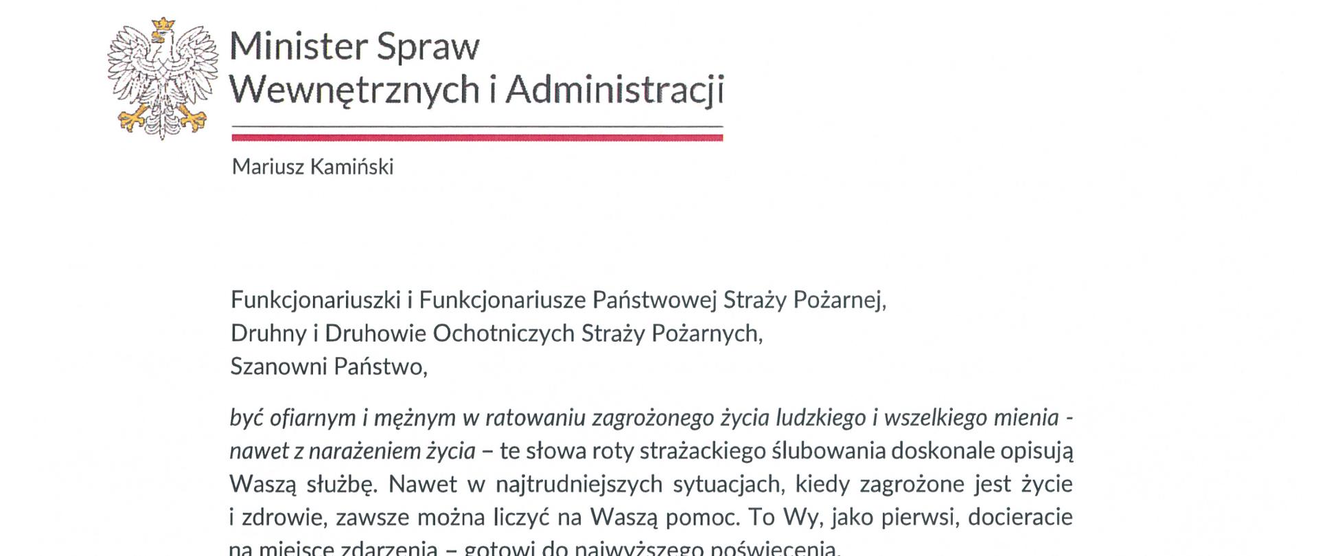 Życzenia MSWiA z okazji dnia strażaka