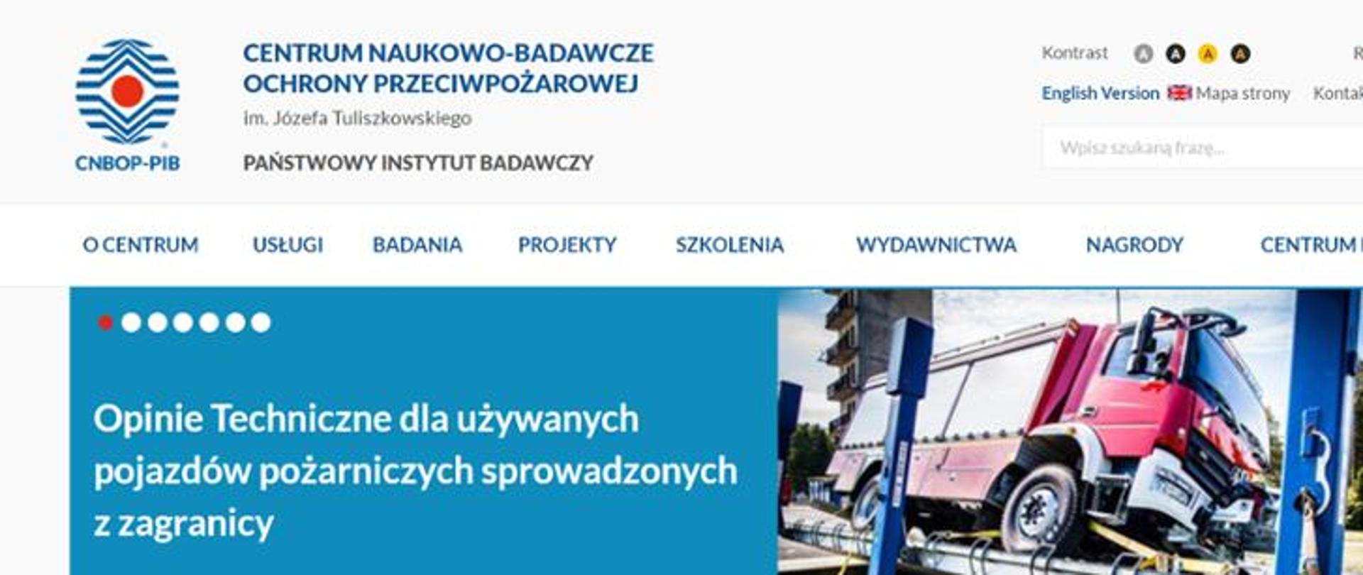 Wycinek witryny internetowej CNBOP