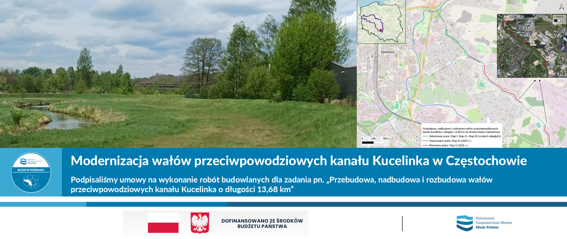 Podpisaliśmy umowy na wykonanie robót budowlanych dla zadania pn. „Przebudowa, nadbudowa i rozbudowa wałów przeciwpowodziowych kanału Kucelinka o długości 13,68 km”
