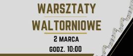 Plakat z wydarzeniem - Warsztaty waltorniowe, które odbędą się 2 marca 2024r. w ZPSM im. prof. Krzysztofa Pendereckiego w Dębicy; w koncercie finałowym, który odbędzie sie po warsztatach o godz. 13:00 zagra Pan Paweł Cal, Carpatia Horn Quartet i uczestnicy warsztatów, akompaniować będzie Pani Dominika Serafińska; informacja o koncercie finałowym znajduje się po lewej stronie plakatu, po prawej stronie umieszczono zdjęcie prowadzącego grającego na waltornii, przez środek plakatu od lewego do prawego rogu umieszczono pięciolinię z nutami.