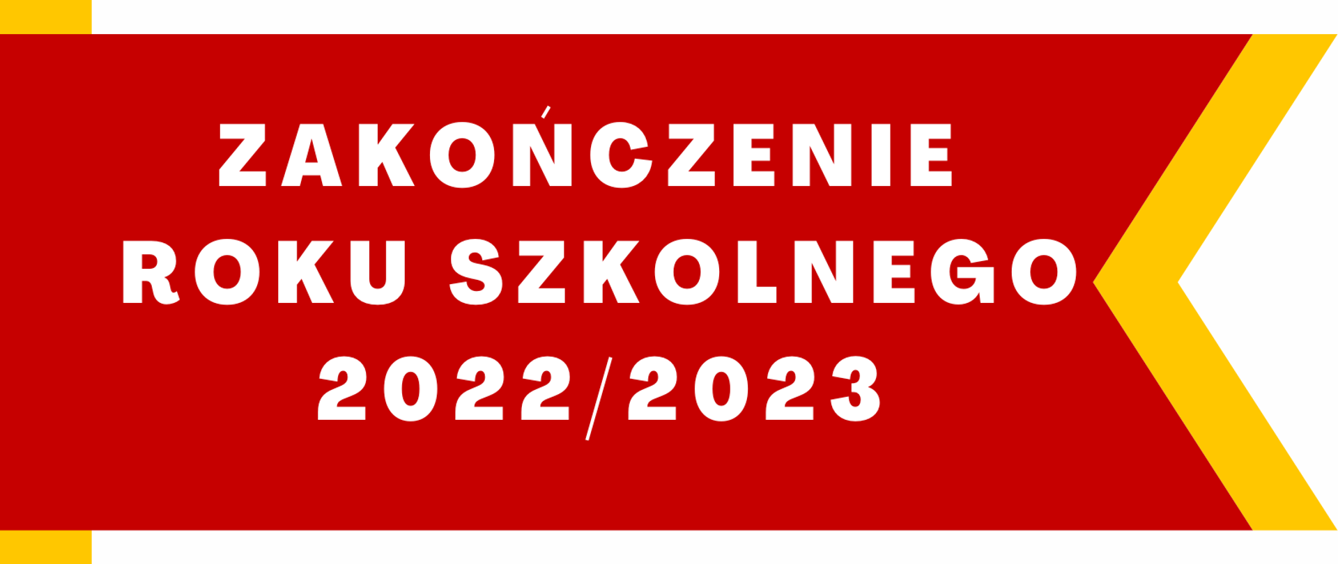 Plakat na białym tle z logo szkoły w prawy dolnym rogu, ikonografią nut na kluczu wiolinowym i tekstem "Zakończenie roku szkolnego 2022/23 - 24 czerwca godz.13.00" 