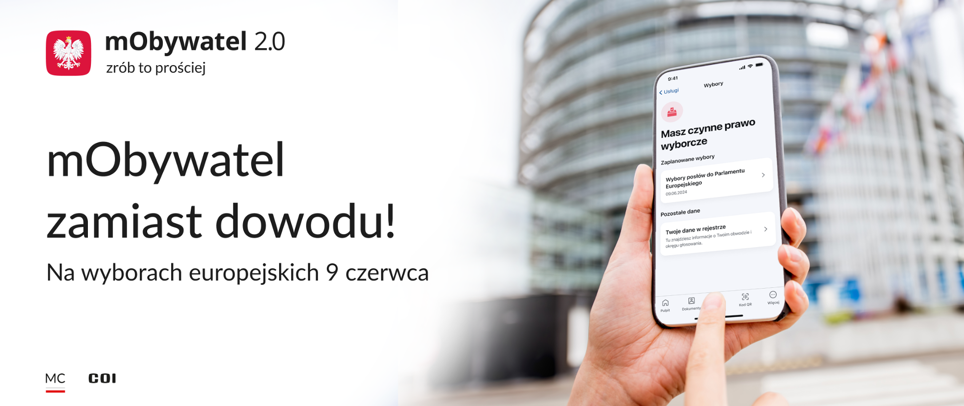 mObywatel zamiast dowodu! Na wyborach 9 czerwca. mObywatel 2.0 Zrób to prościej.