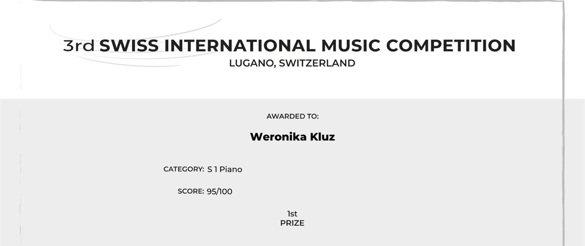 Weronika Kluz I nagroda