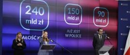 Na zdjęciu minister funduszy i polityki regionalnej Katarzyna Pełczyńska-Nałęcz i wiceminister funduszy i polityki regionalnej Jan Szyszko podczas konferencji odpowiadają na pytania dziennikarzy