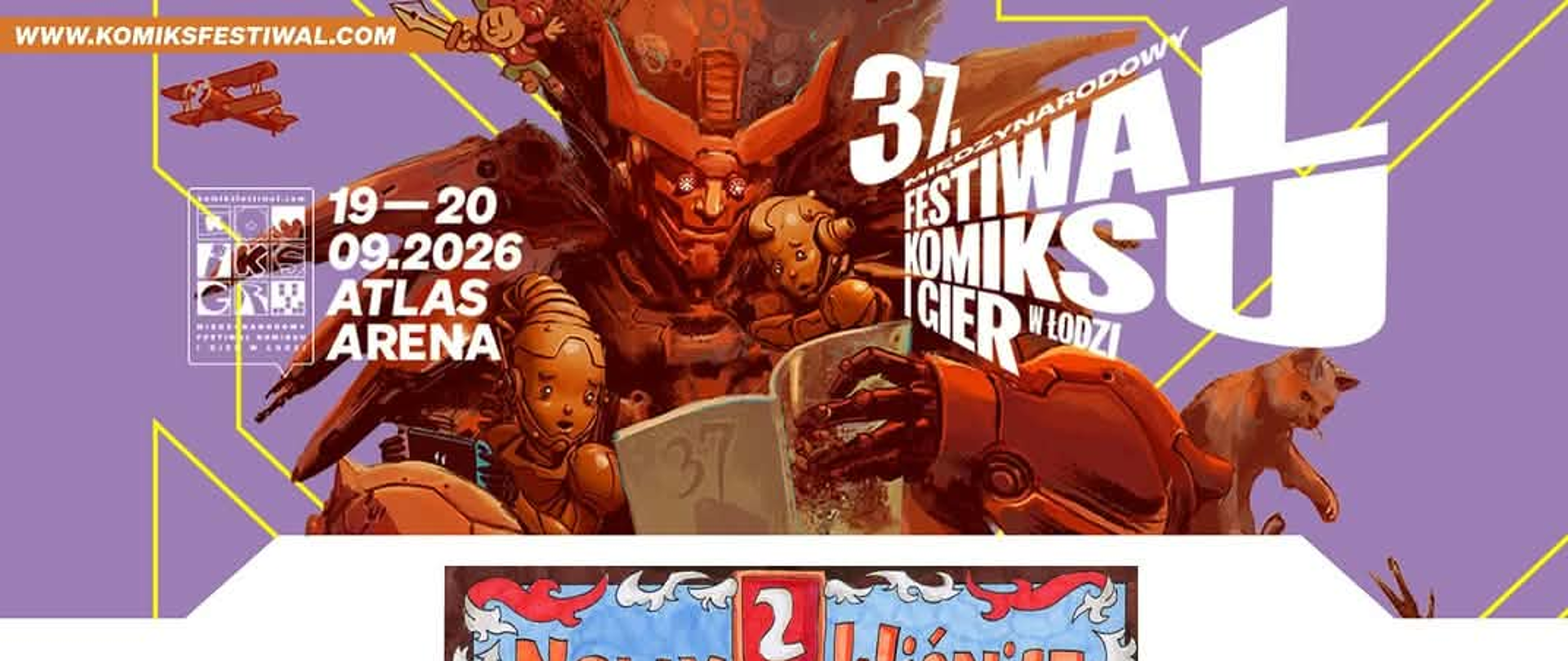 Grafika promująca sukces Aleksandry Monety – III miejsce w konkursie „Skok w przeszłość” za komiks „Nowy Wiśnicz Zamek i Klasztor”, w kategorii 16–18 lat.