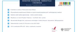 grafika z napisem minister finansów, inwestycji i rozwoju, Rzeszów, 7 października 2019 r. i tytuły paneli podczas Kongresu 590