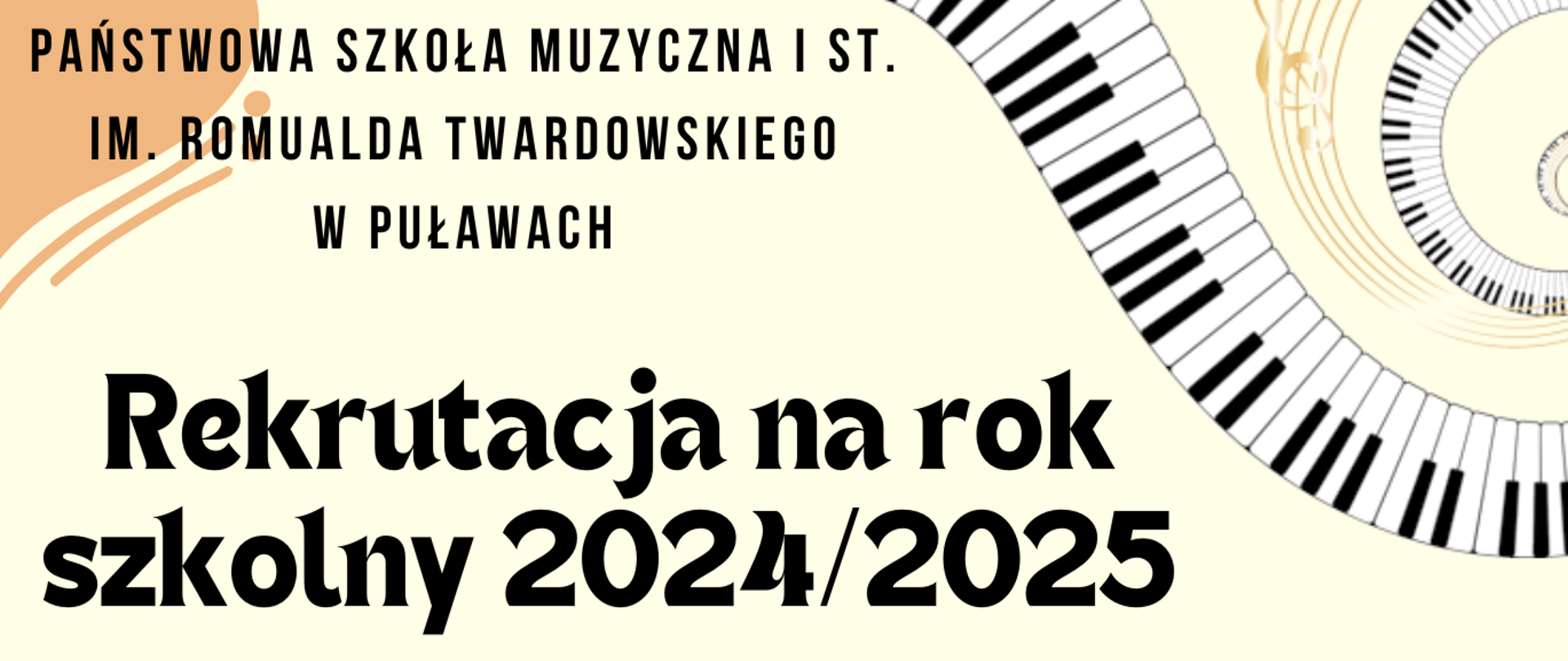 Plakat ze szczegółami rekrutacji na beżowym tle