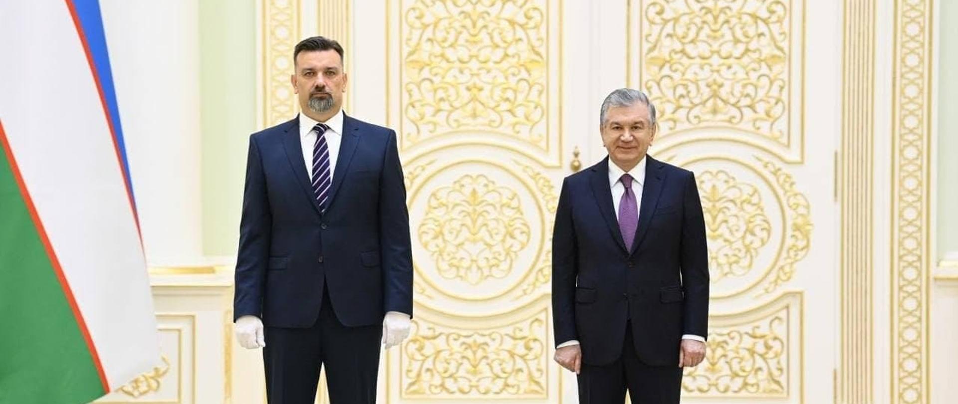 Radosław Gruk, ambasador Rzeczypospolitej Polskiej w Uzbekistanie podczas składania listów uwierzytelniających na ręce prezydenta Republiki Uzbekistanu pana Szawkata Mirzijojewa_