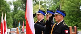 Na zdjęciu poczet flagowy podczas podniesienia flagi państwowej.
