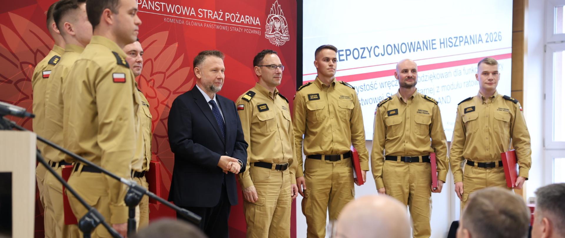 Podziękowanie funkcjonariuszom Państwowej Straży Pożarnej uczestniczącym w prepozycjonowaniu modułu GFFF Poland w Hiszpanii