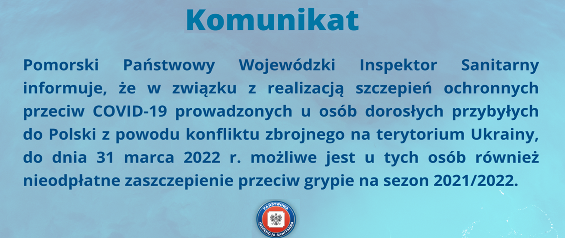 Komunikat Pomorskiego Państwowego Wojewódzkiego Inspektora Sanitarnego