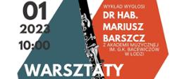 plakat przedstawia informacje o warsztatach klarnetowych w dniu 1.03.2023