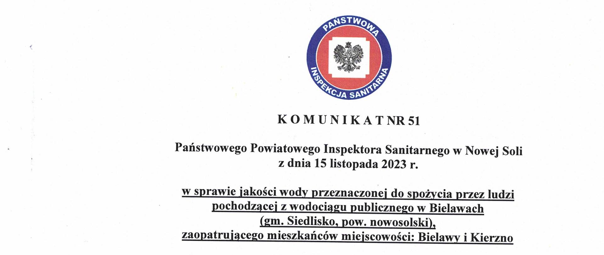 Komunikat nr 51 warunkowa Bielawy