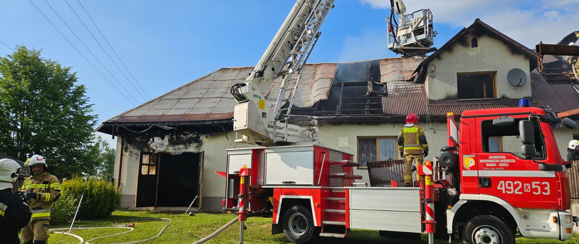 Pożar zabudowań Skawa