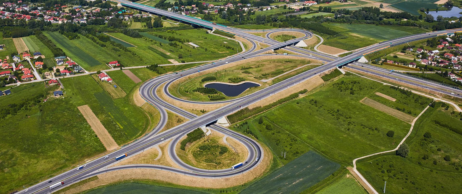 Autostrada A4 widok na węzeł Rzeszów Wschód