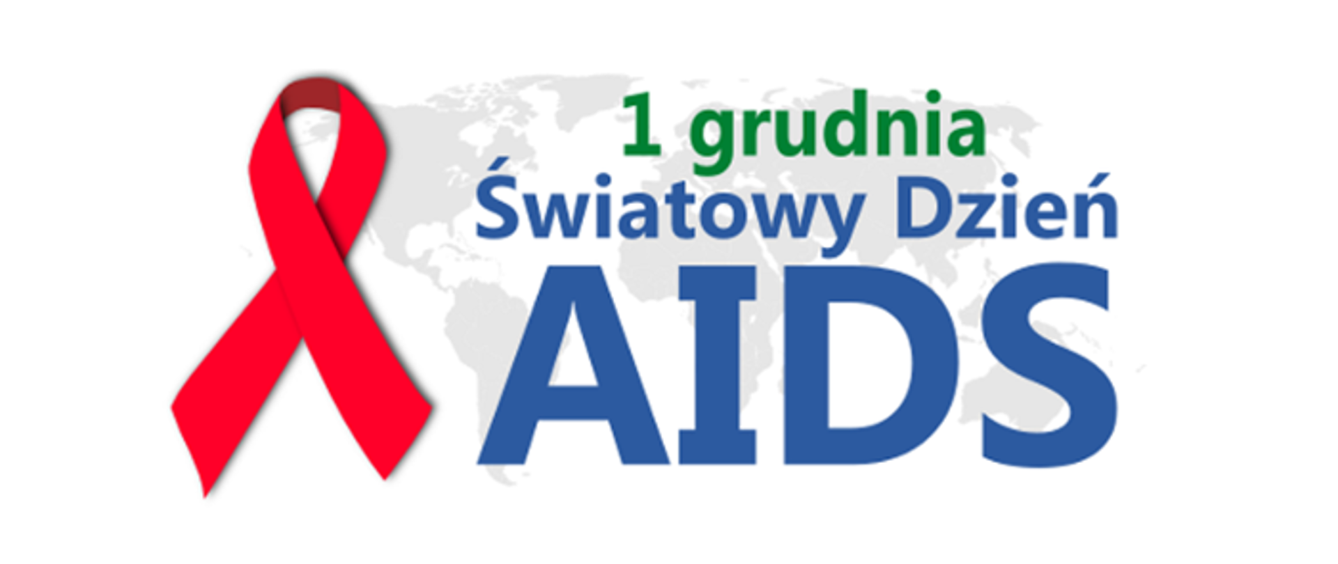Symbol - Czerwona Kokardka obok napis Światowy Dzień AIDS