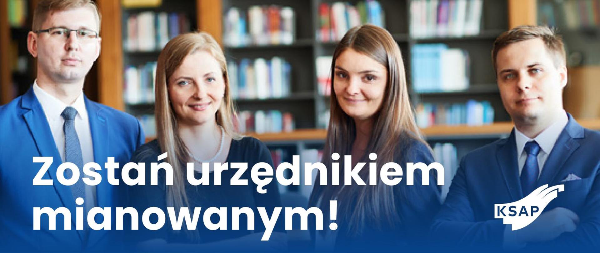 Grafika informująca o KSAP - Krajowej Szkole Administracji Publicznej. To unikalna, rządowa szkoła, która od 35 lat kształci liderów administracji - skutecznych, etycznych, gotowych do wyzwań współczesności. 