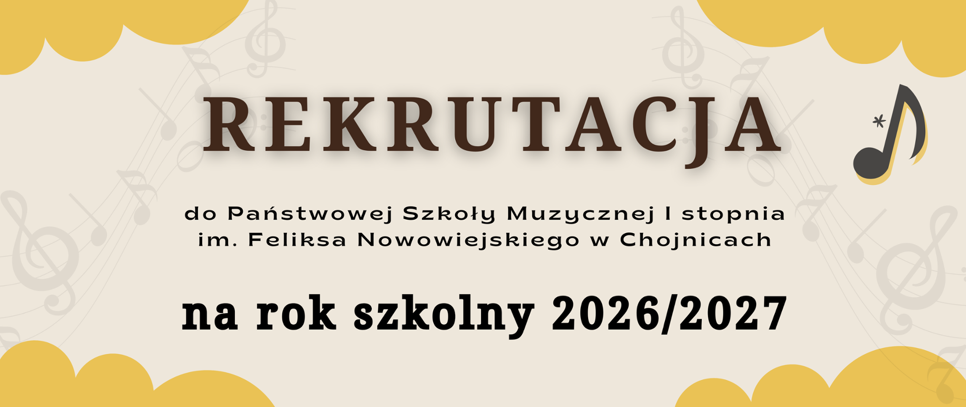 Plakat przedstawia informację o rekrutacji na rok szkolny 2026/2027. 