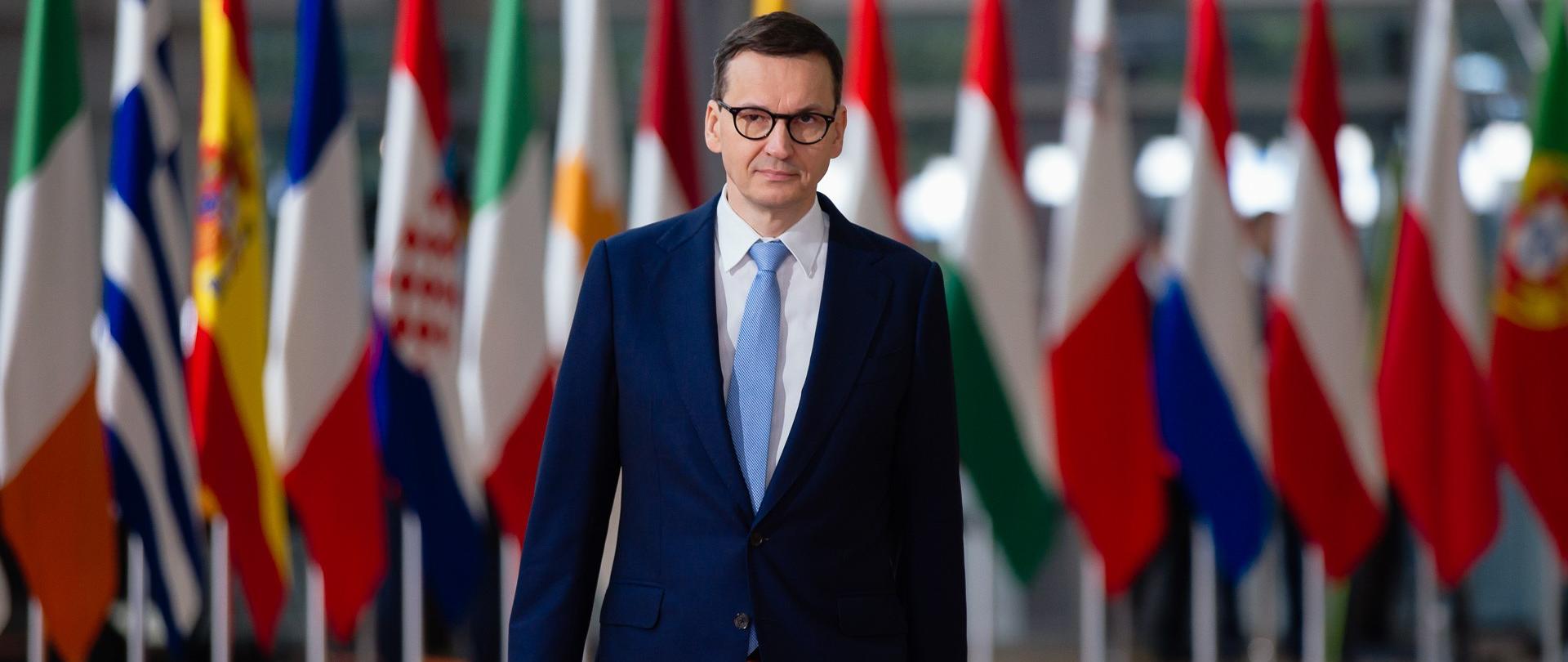 Prime Minister Mateusz Morawiecki during the press conference after the university of the European Council in Brussels