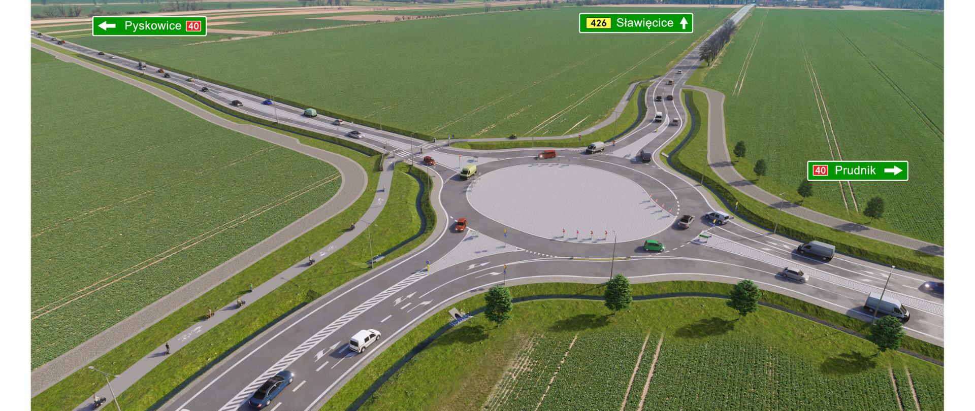 Wizualizacja ronda na skrzyżowaniu DK40 z DW426