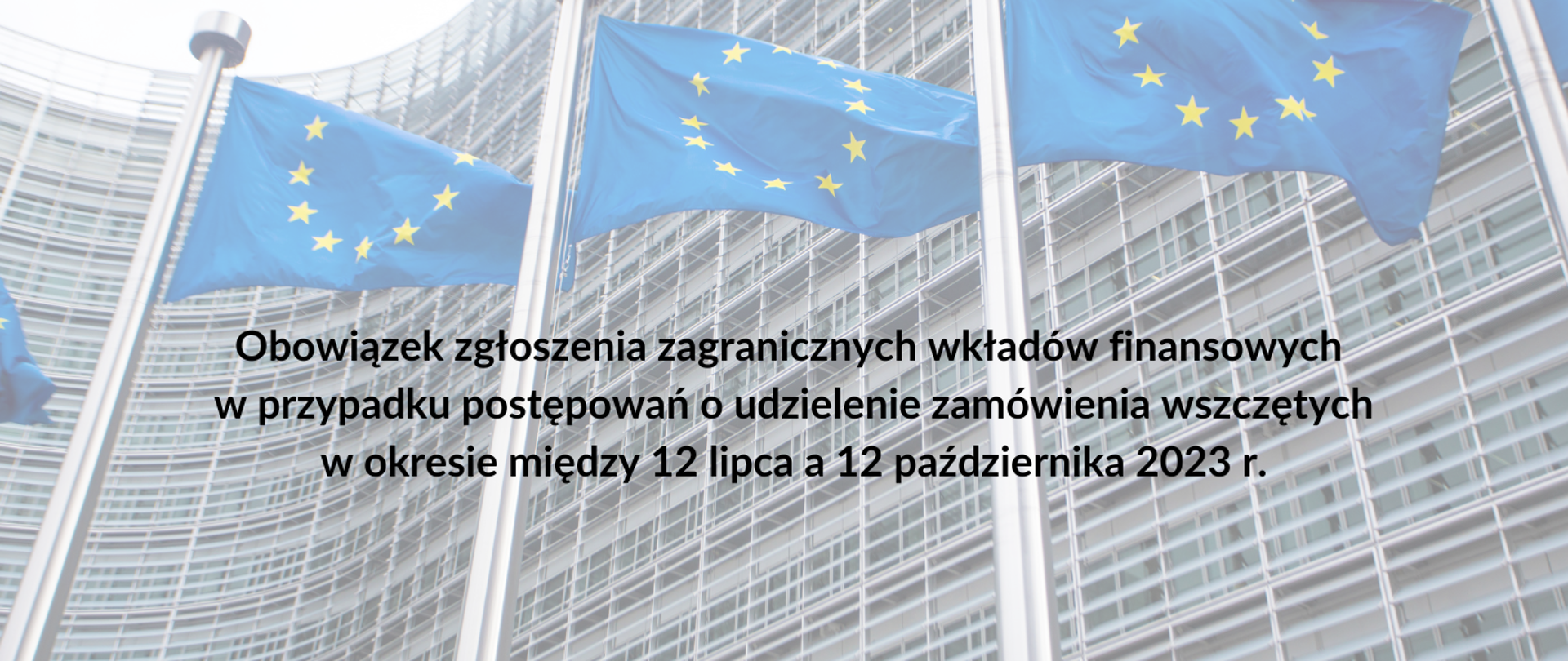 Obowiązek zgłoszenia zagranicznych wkładów finansowych w przypadku postępowań o udzielenie zamówienia wszczętych w okresie między 12 lipca a 12 października 2023 r.