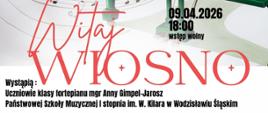 Plakat informacyjny dotyczący popisu klasy fortepianu mgr Anny Gimpel - Jarosz odbywającego się w dniu 09.04.2026 o godz. 18.00.