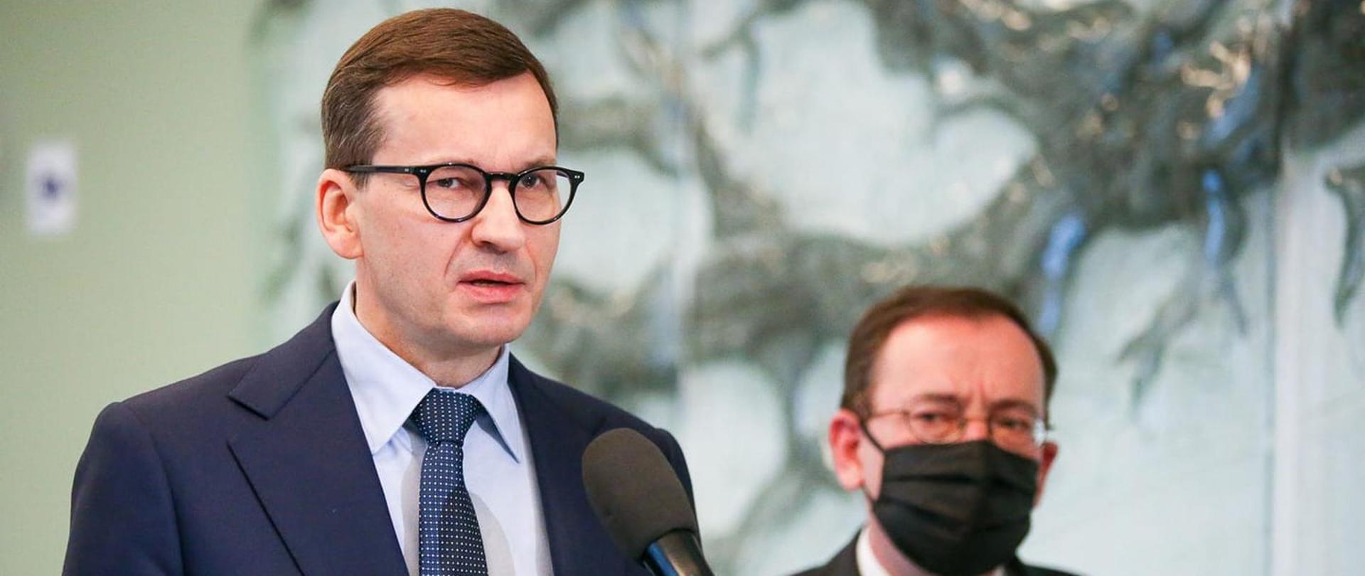 Premier Mateusz Morawiecki podczas wypowiedzi