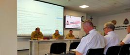 Kierownictwo Komendy Wojewódzkiej PSP omawia zagadnienia z zakresu ochrony przeciwpożarowej dla kadry kierowniczej PSP województwa pomorskiego. 