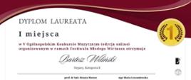 Tytuł laureata pierwszego miejsca, nazwa konkursu.