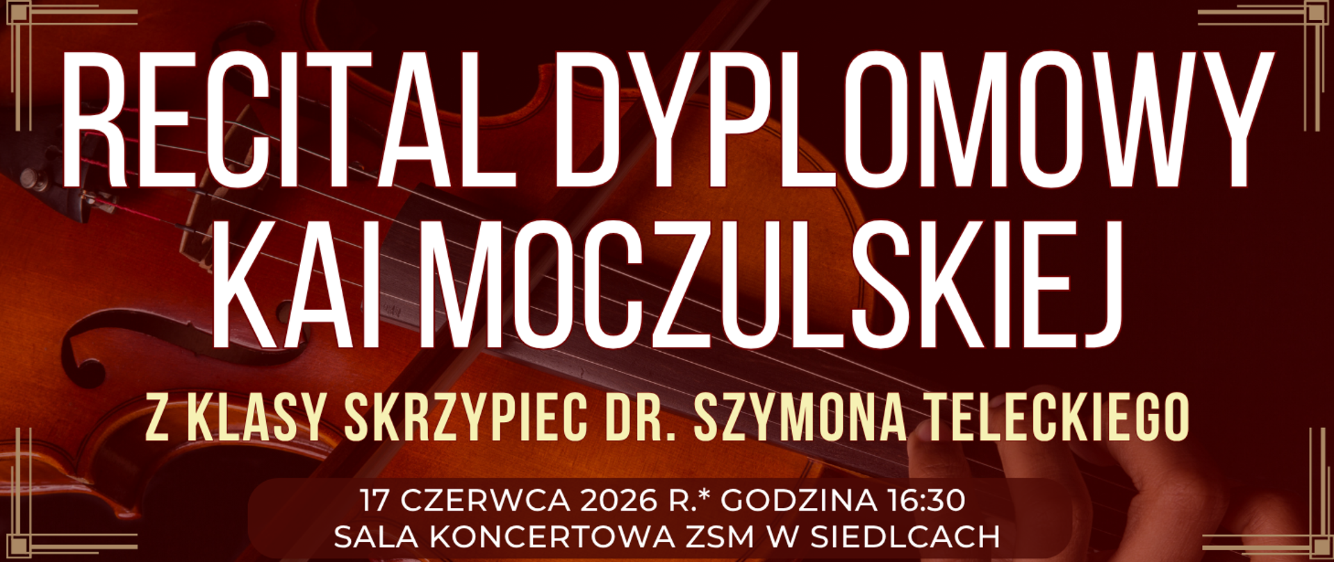 baner w tle skrzypce oraz informacja o wydarzeniu