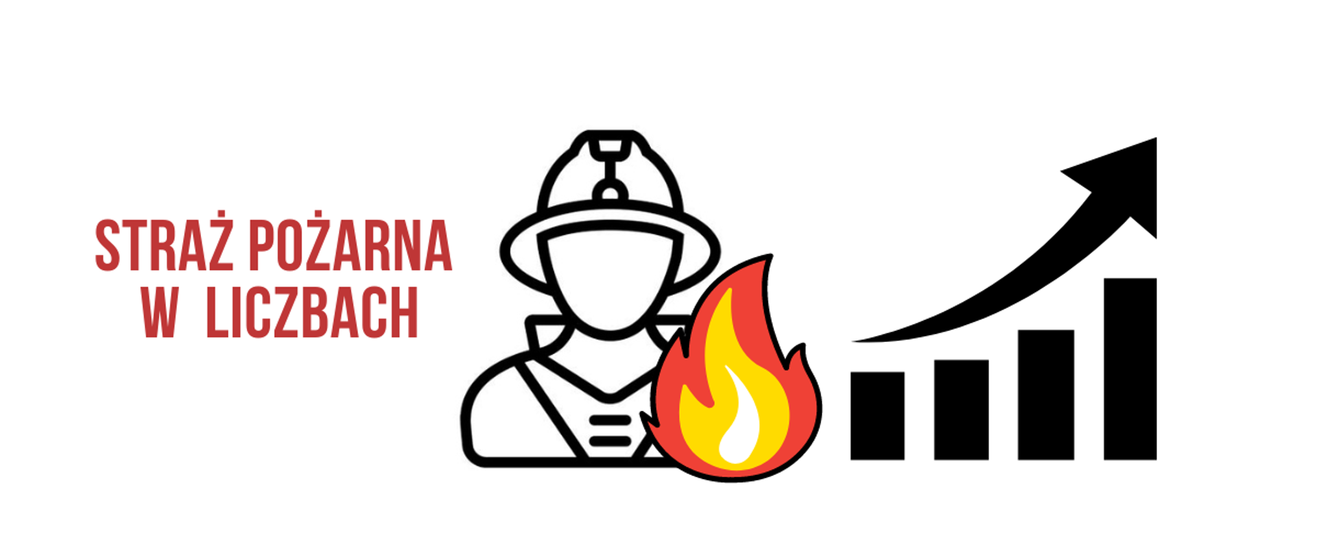 baner - straż pożarna w liczbach - ikona strażaka z płomieniem i wykres graficzny
