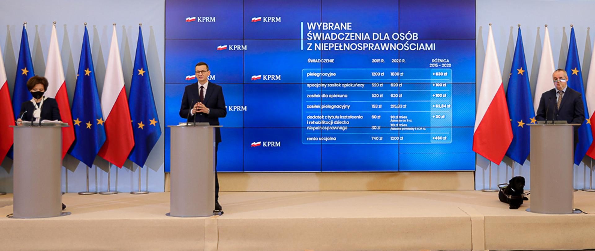 Minister Marlena Maląg, wiceminister Paweł Wdówik i premier Mateusz Morawiecki. 