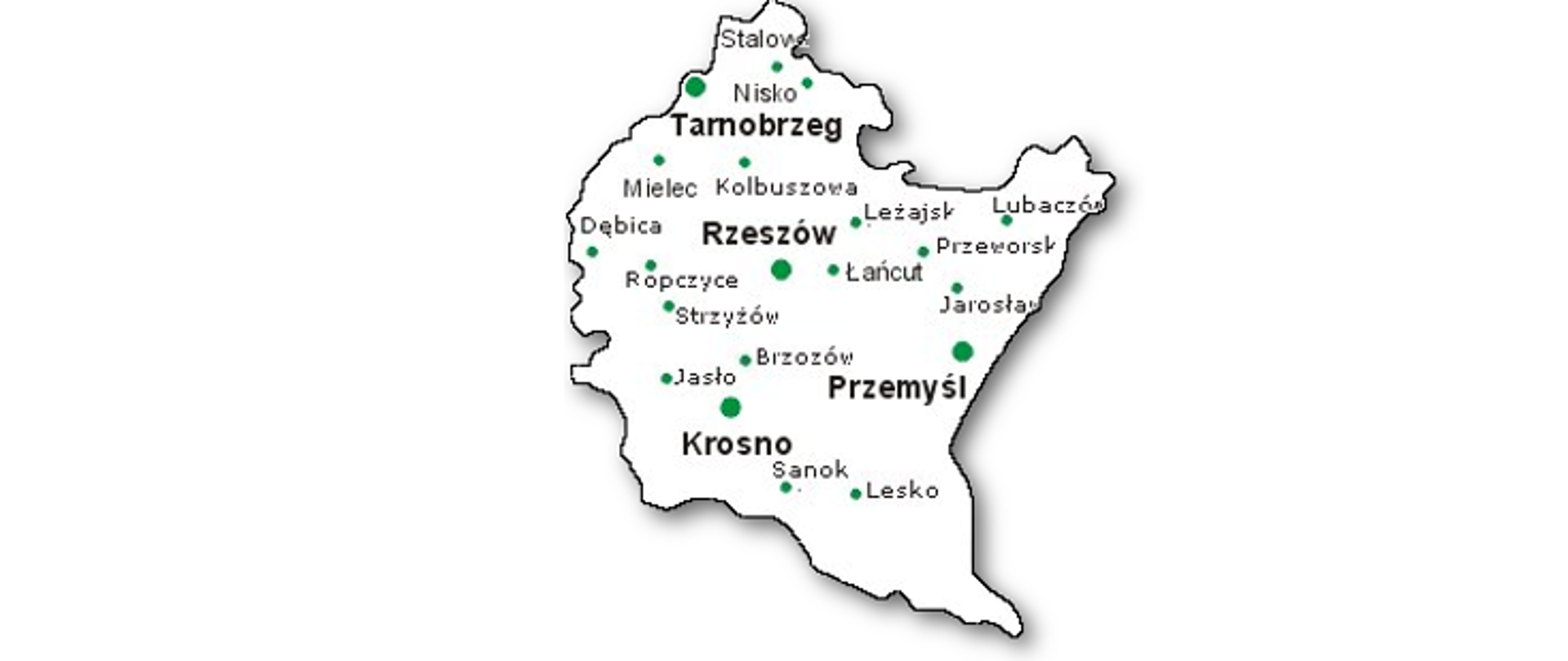 Mapa regionu Prokuratury Regionalnej w Rzeszowie