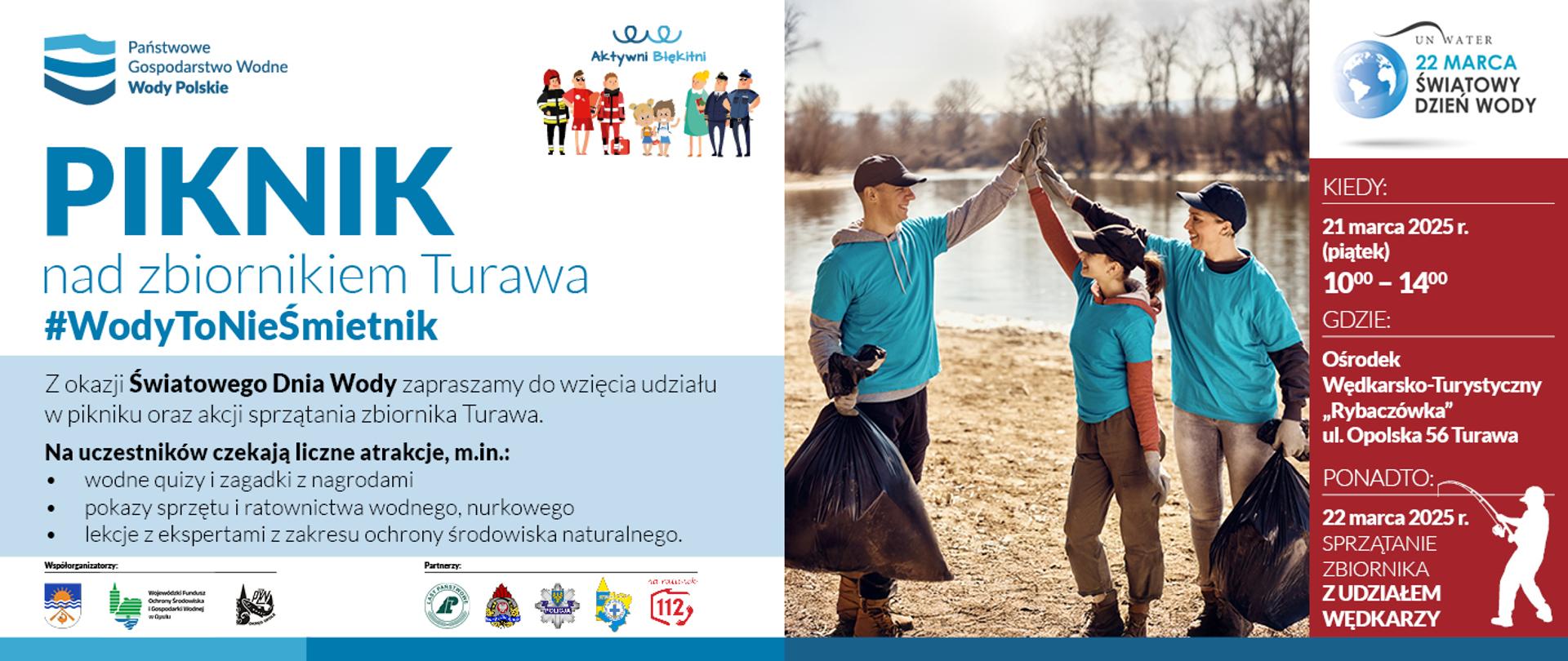 Plakat akcji sprzątania zbiornika w Turawie