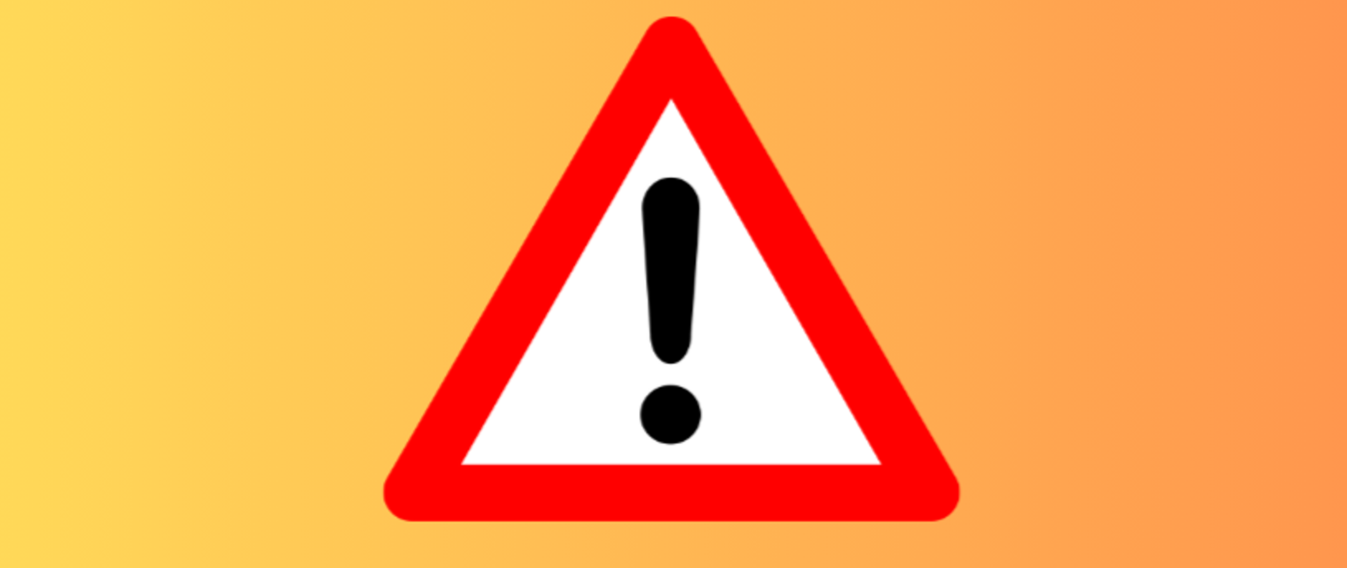 Na żółto - pomarańczowym tle czerwony trójkąt z czarnym wykrzyknikiem w środku i białym wypełnieniem. Nad trójkątem napis: Ostrzeżenie dla podróżujących.