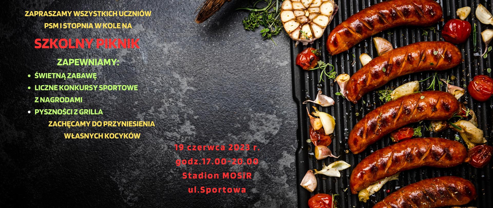 szkolny piknik 19 czerwca 2023 godz. 17,00 - 200 stadion MOSiR ul. Sportowa