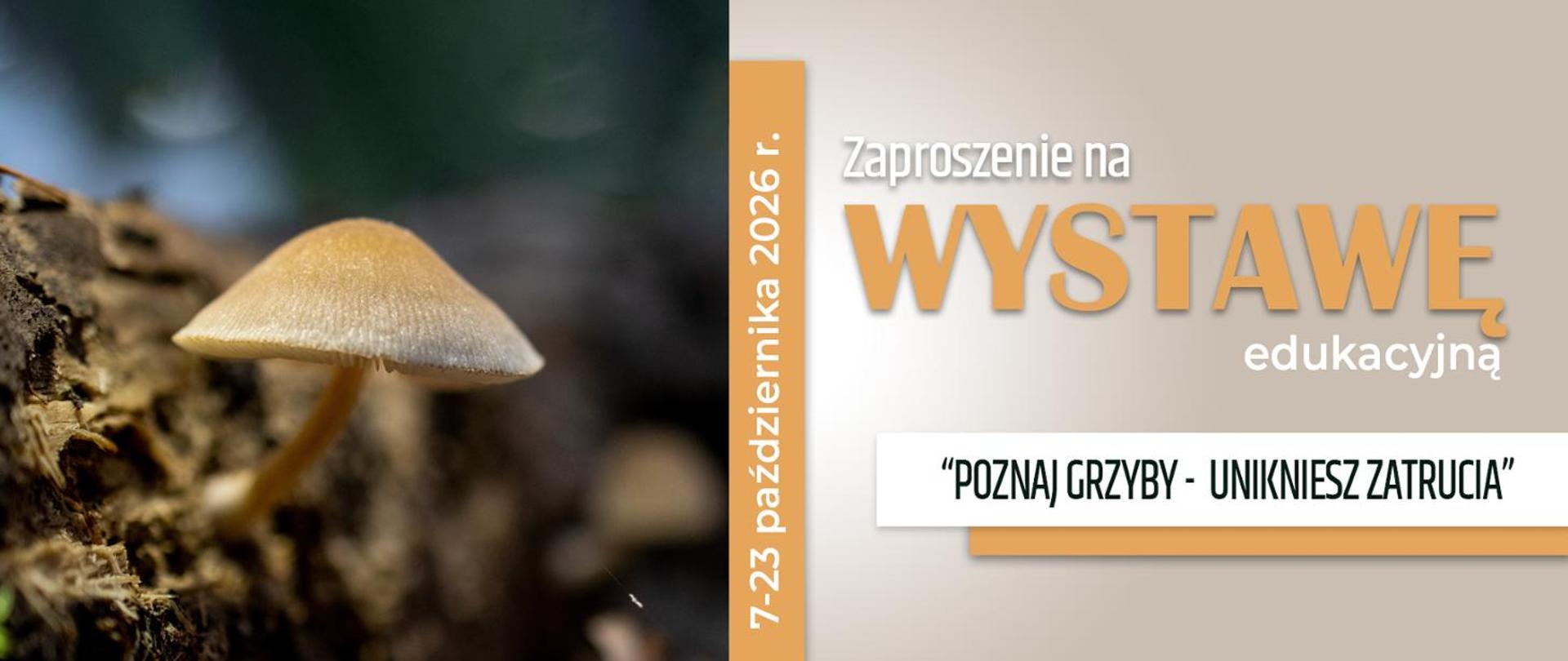Plakat wystawy grzybów "Poznaj grzyby - unikniesz zatrucia"