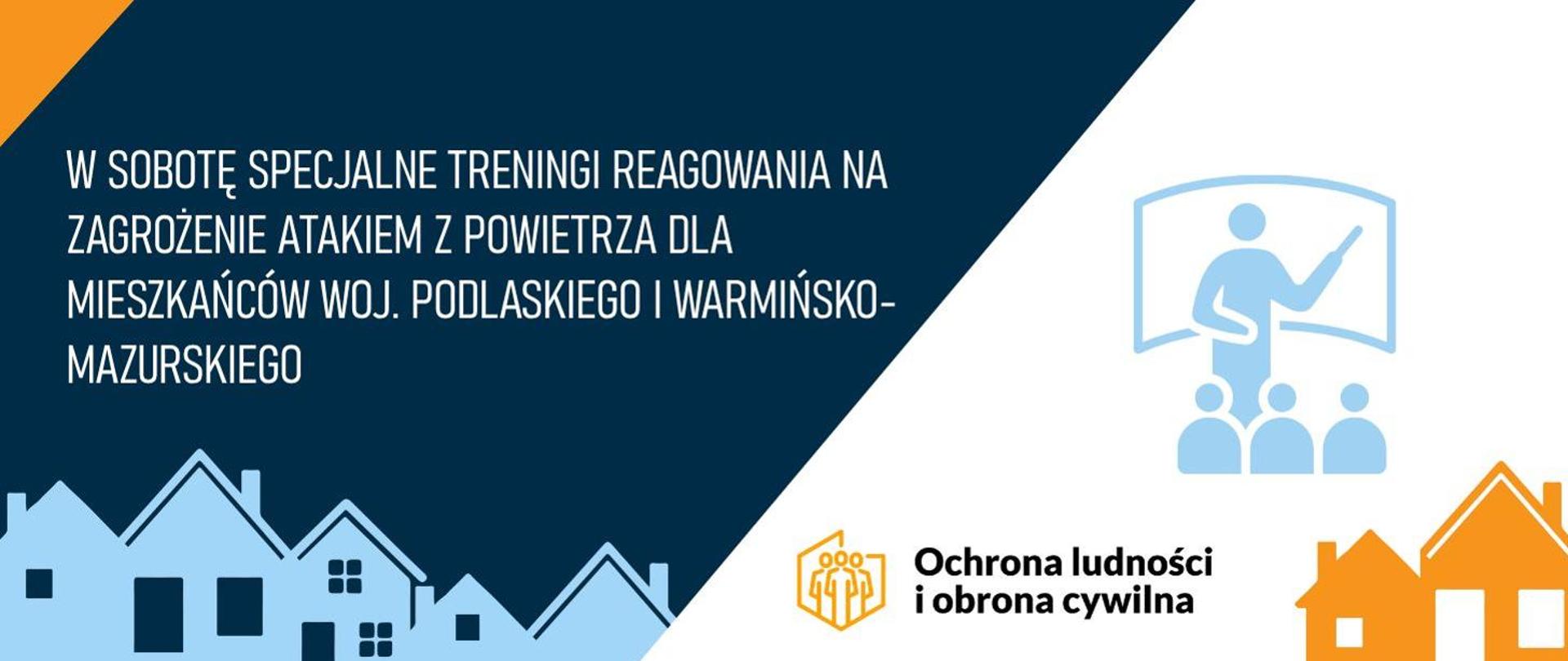 grafika granatowo-biała z logo Ochrony ludności i obrony cywilnej