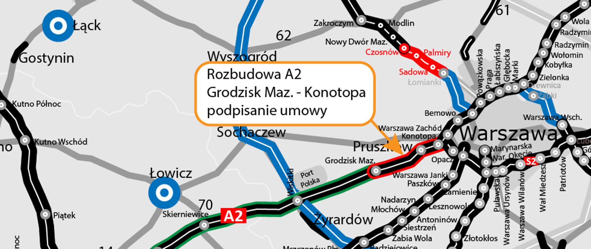 Rozbudowa A2 odc. Grodzisk Maz. - Konotopa.