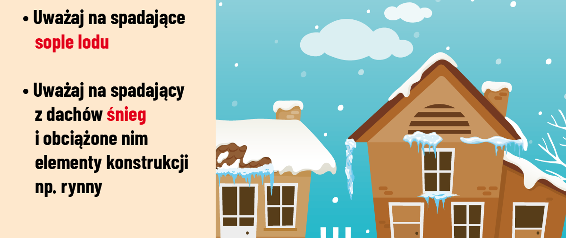 UWAGA NA LÓD I ŚNIEG NA DACHACH