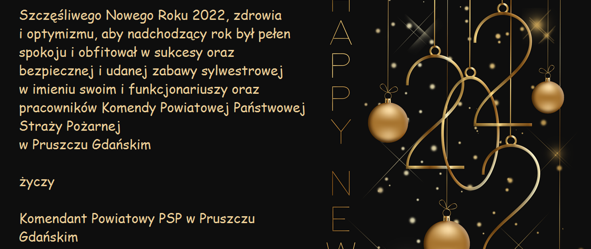 Życzenia noworoczne Komendanta Powiatowego PSP w Pruszczu Gdańskim