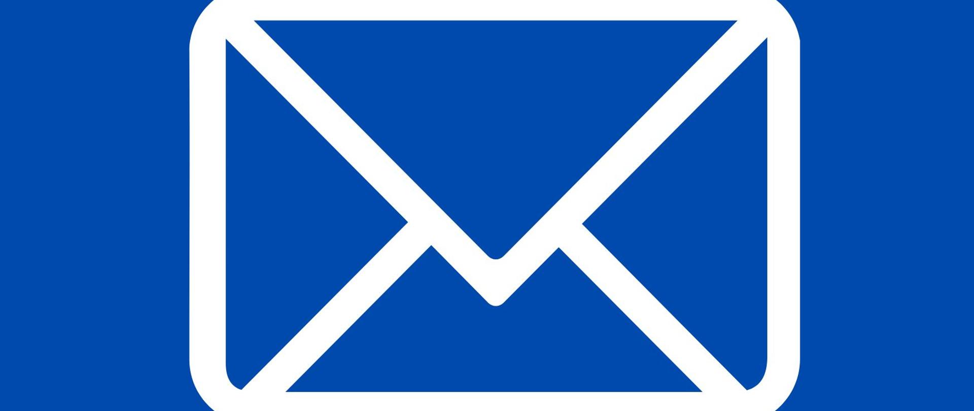 Grafika przedstawiająca biały kontur koperty na granatowym tle