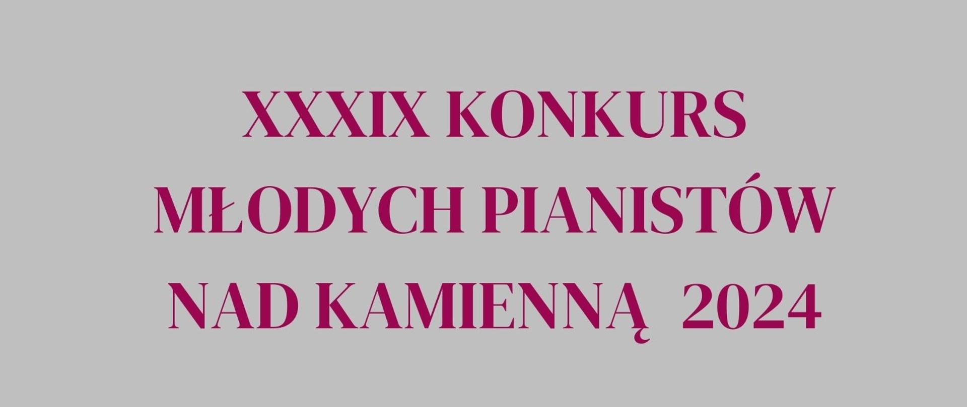 Napis w kolorze bordowy na szarym tle