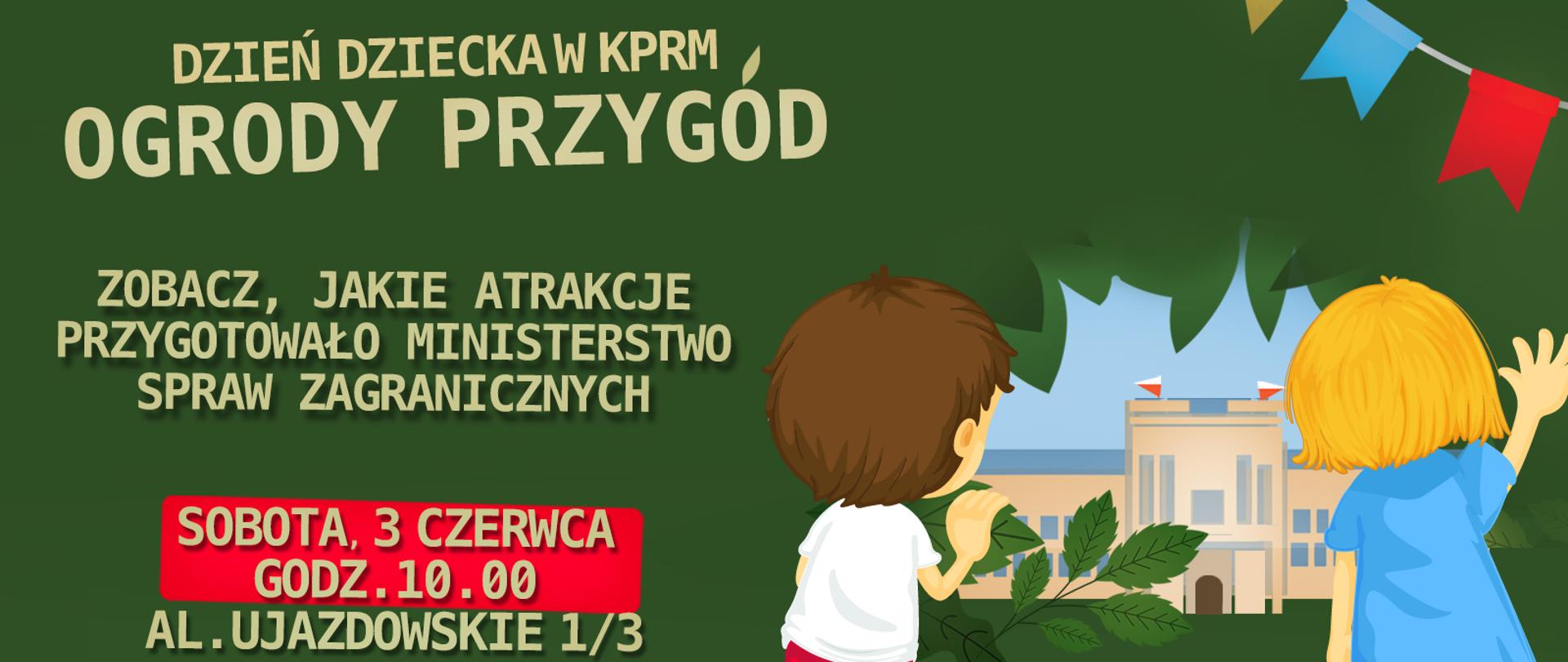 Grafika przedstawiająca dzieci w ogrodach KPRM