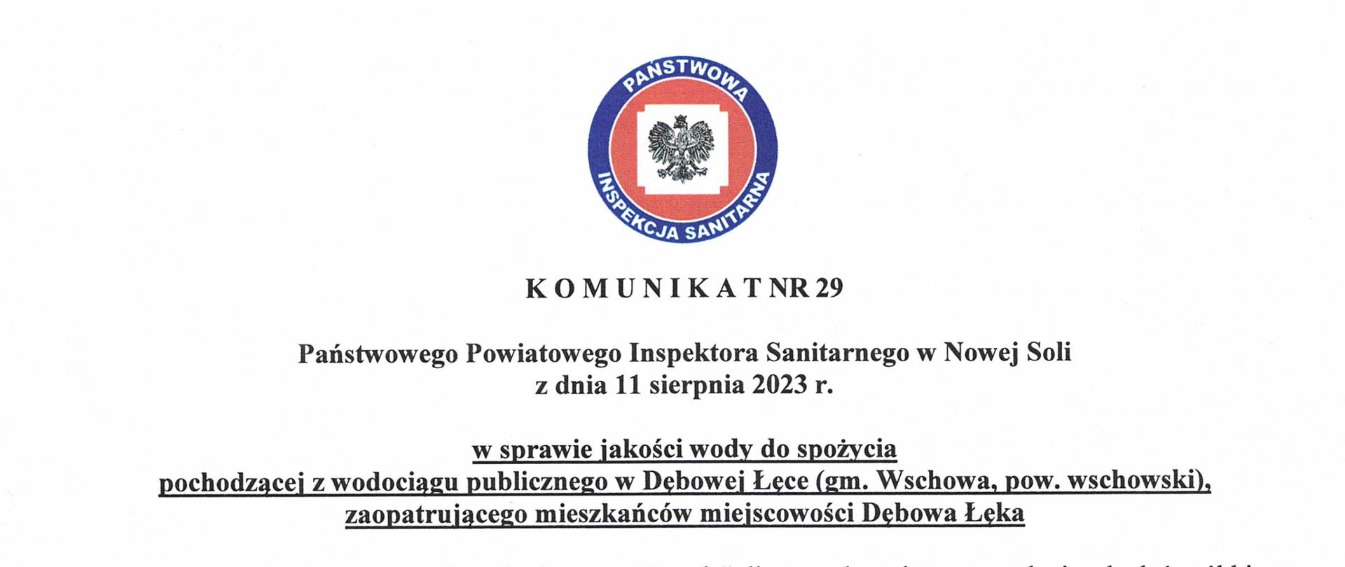 Komunikat nr 29 Dębowa Łęka