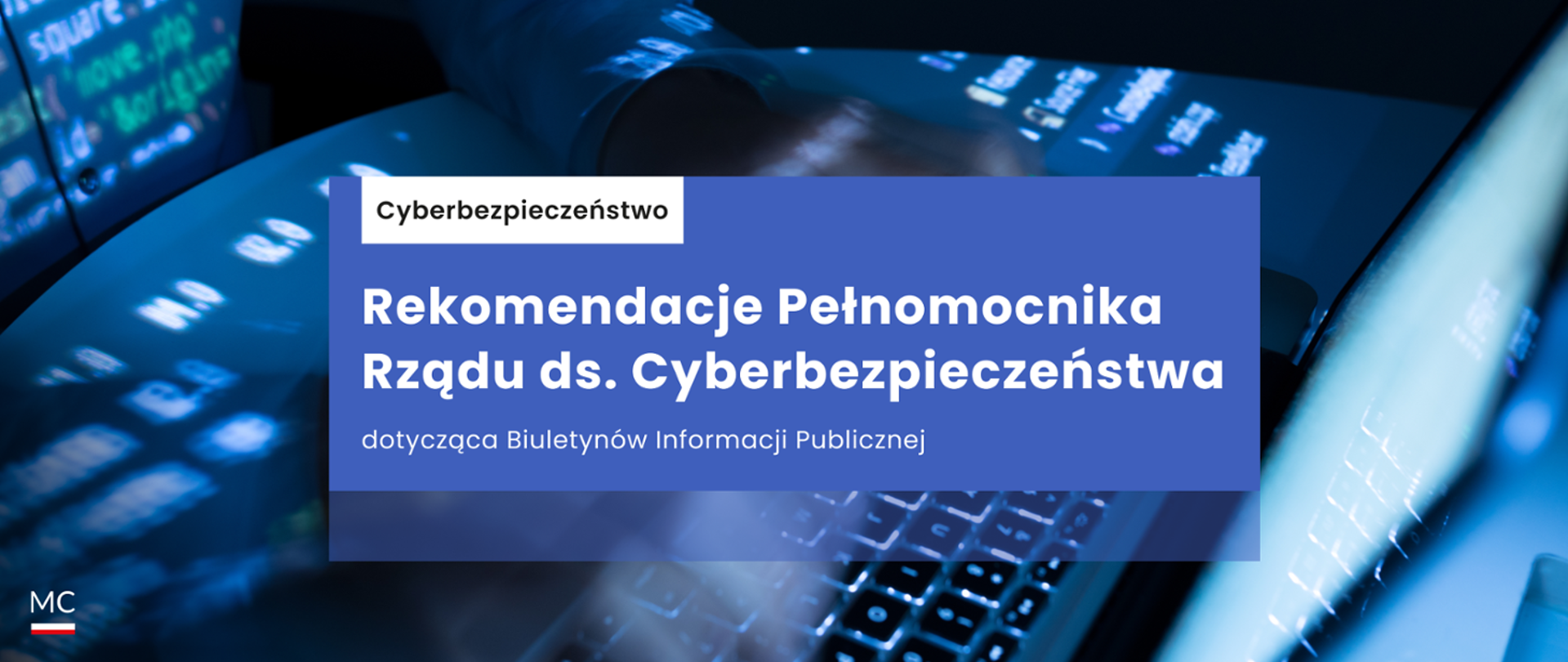 zdjęcie z napisem Rekomendacje Pełnomocnika na niebieski tle z logo MC