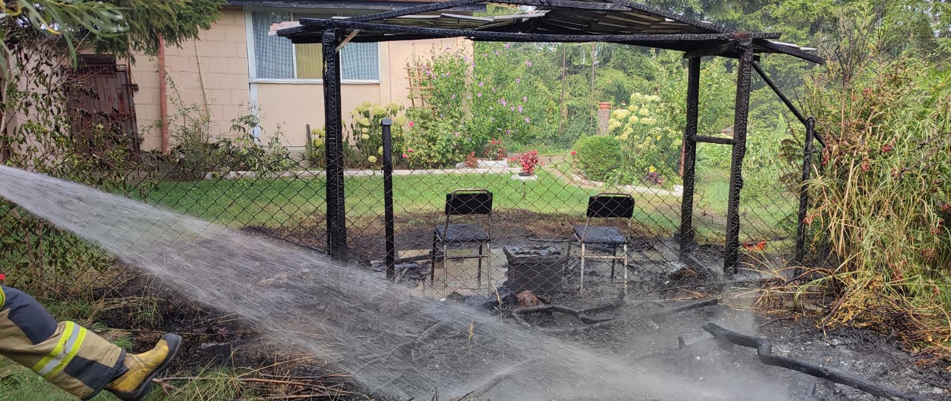 Pożar na terenie ogródków działkowych w Ciechanowie.